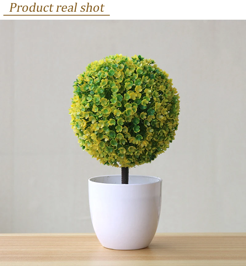 Flone Artificial Plants Fake Potted Plastic Plant Wedding Living Room Home Decoation Pot Home Life Artwork Desktop Decoration (4-1-1)