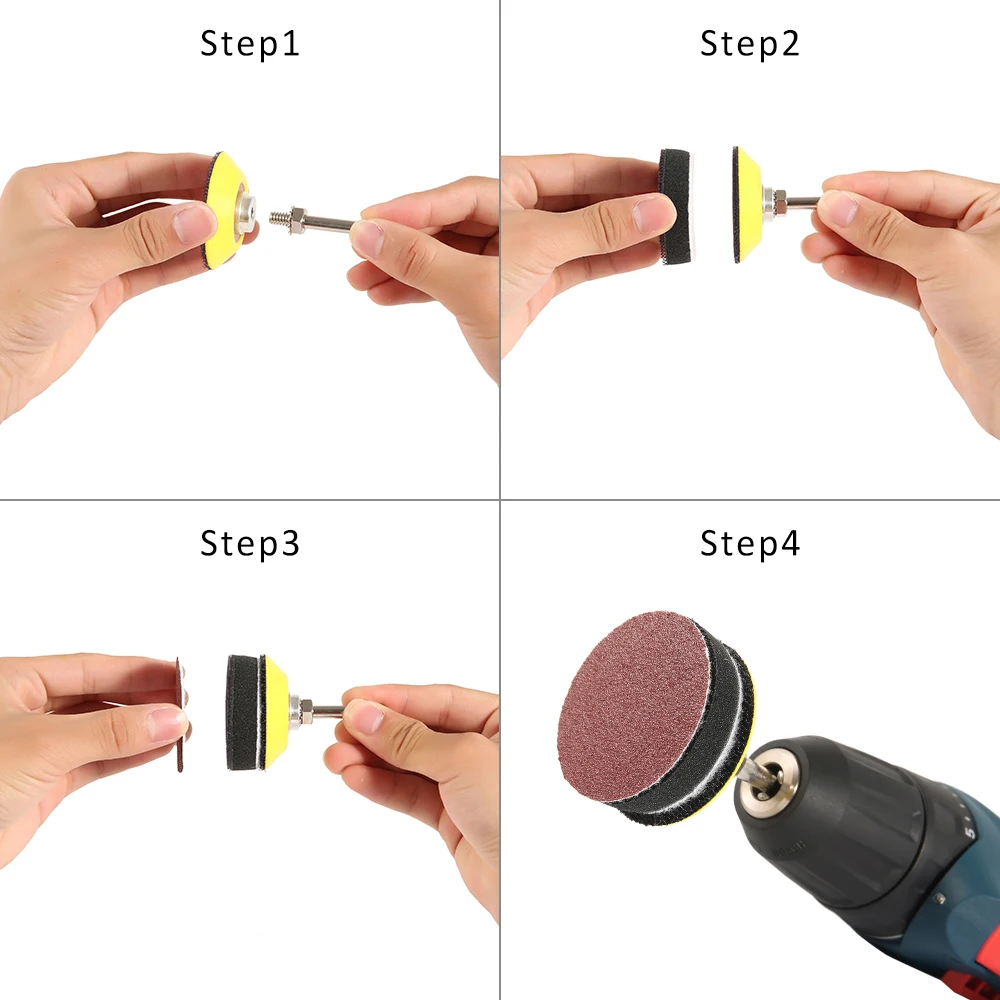 200pcs 80/180/240/800/1000/2000 Grits Sanding Disc Set + Hook Backed Panel Metal Shank for Polishing Cleaning Tools