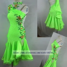 Женская юбка для латинских танцев,, зеленый, красный цвет, Sumba, Румба, соревнование, Одежда для танцев, для взрослых, высокое качество, платье для латинских танцев