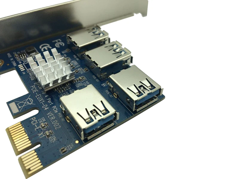 Горячая PCI Express Riser карта PCI-E 1x до 16x1 до 4 PCIE USB 3,0 слот множитель концентратор адаптер для добывания монет Биткойн Майнер BTC машина