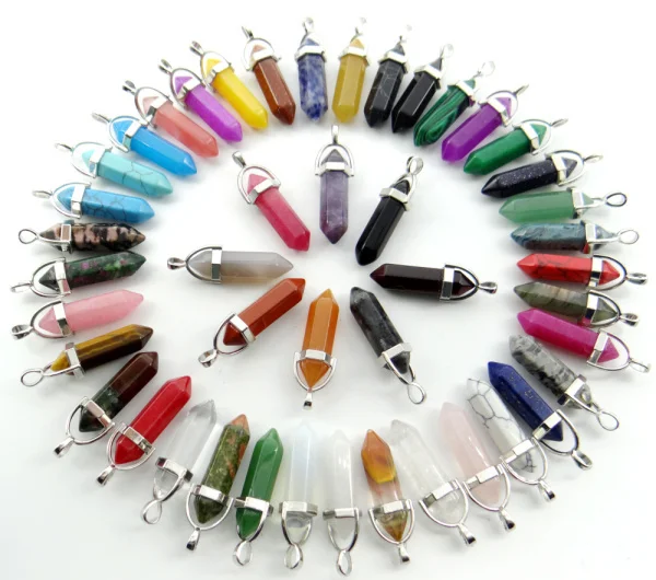 

natural stone lapis Turquoises Quartz Crystal aventurine Opal Hexagonal charm Pendants for diy Jewelry Necklaces Accessories10PC