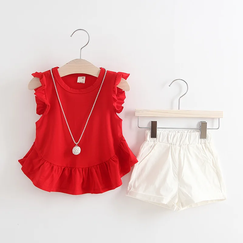 BibiCola New Baby Girls clothing sets lovely Baby girls clothes set 2pcs tops and white shorts for girls summer clothes