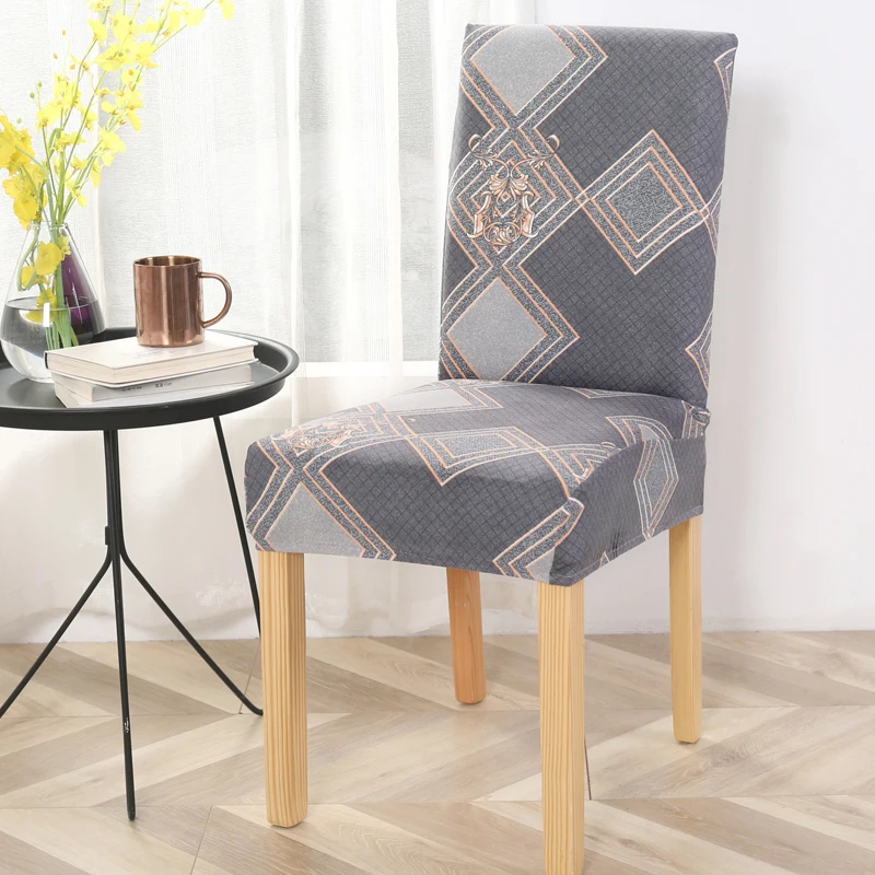 

geometric printed chair covers spandex for dining room elastic slipcover for wedding hotel banquet chair housse de chaise40
