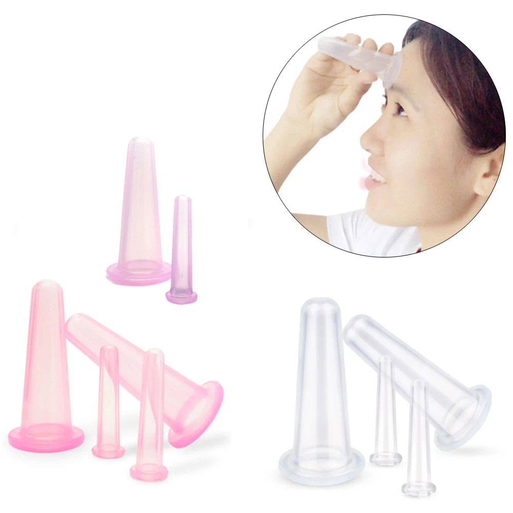 4 Pcs/set Silicone Vacuum Massage Cup for Eye Neck Face Back Massager Cupping Cups Lift Slim