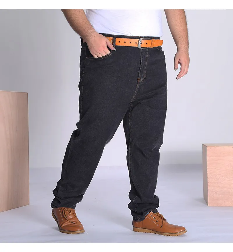 FAISIENS плюс размер 50 52 джинсы мужские тонкие удобные 42 44 46 48 прямые брюки высокие стрейч большие размеры свободные джинсы для мужчин