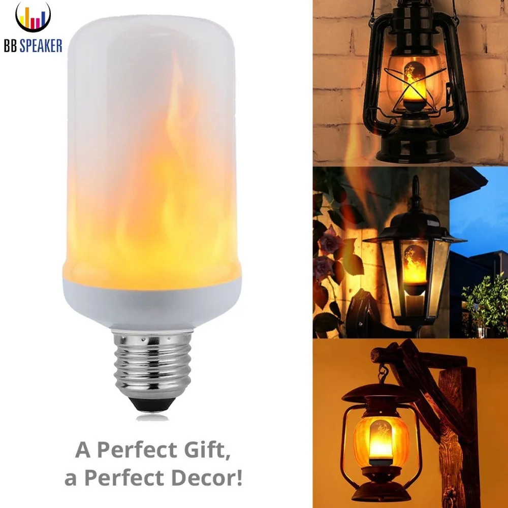SmartYard LED Flame Light Bulb, 4 Modes Flickering Light Bulbs With Up – Outdoor Solar Outlet