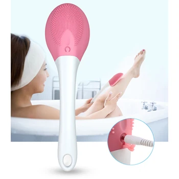 

Silicone Bathing Brush Electric Cleaning Brush Back Scrubber for Shower Bathing Home (Pink)