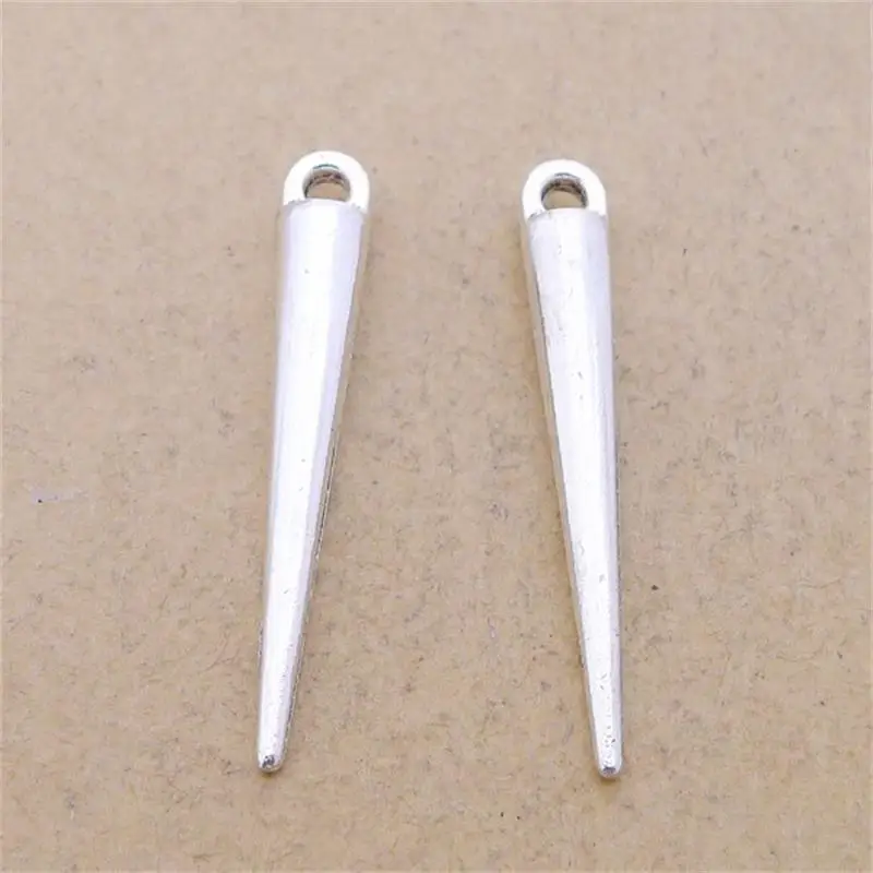 

BULK 30 Zinc Alloy Minimalist Circular Cone Charms Shape Pendant Antique Silver Plated DIY Craft 5*24mm 1.9g