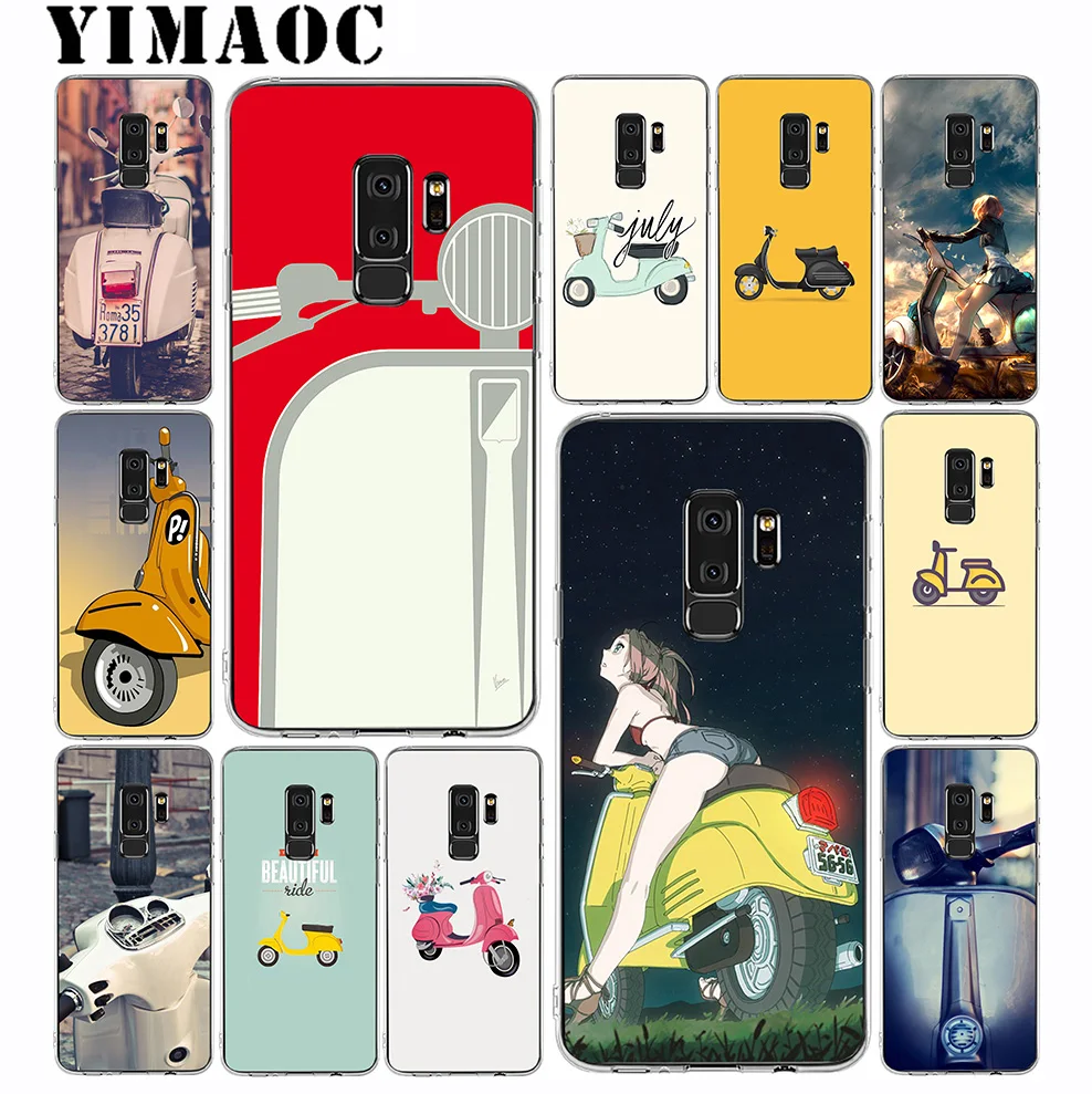 YIMAOC Vespa Scooter Cute Soft Silicone Case for Samsung Galaxy A5 A6 Plus A7 A8 A9 2018 J3 J5 J6 J7 2016 2017 EU Version |
