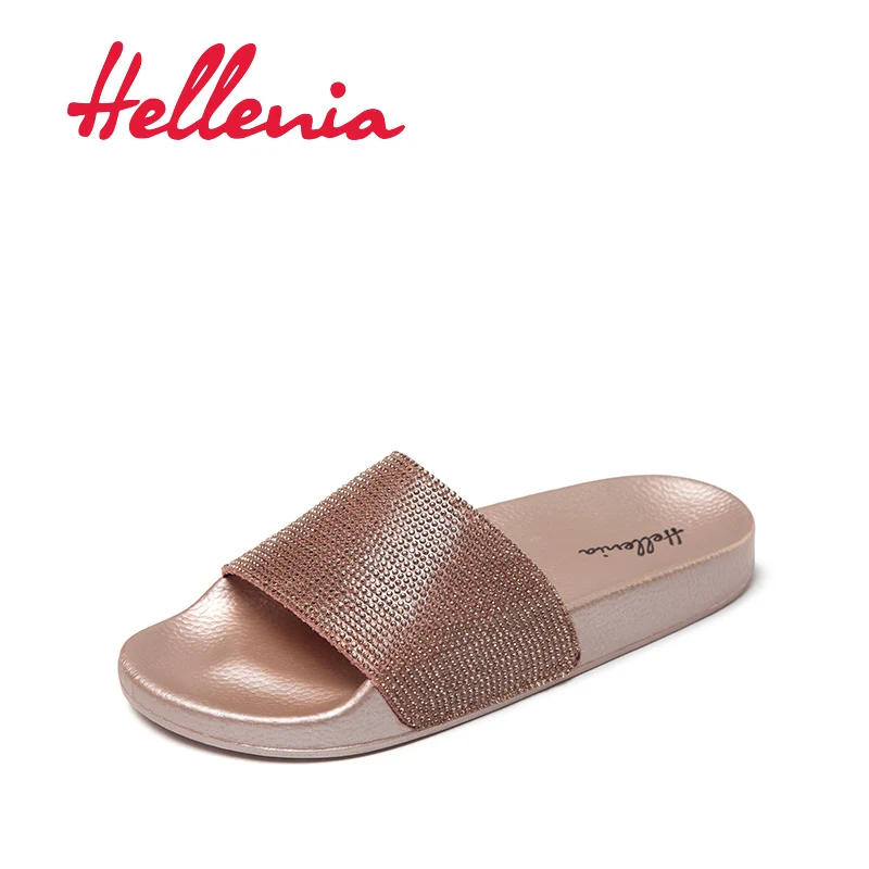 Hellenia/шлепанцы; сандалии; женская обувь на плоской подошве; zapatos de mujer; женская обувь; chaussures femme; шлепанцы; Летняя обувь; сандалии на плоской подошве; мягкая танкетка - Цвет: Gold