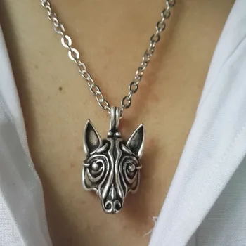 

10pcs men fashion Wolf pendant wolf Necklace jewelry pendant male jewelry Viking charm pendant with 50cm metal chain SanLan