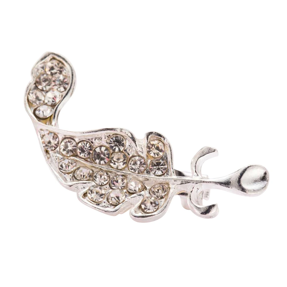 

Feather Leaf Shape Corsage Collar Brooch Pin Clothes Brooch Women Party Jewelry (Silver)