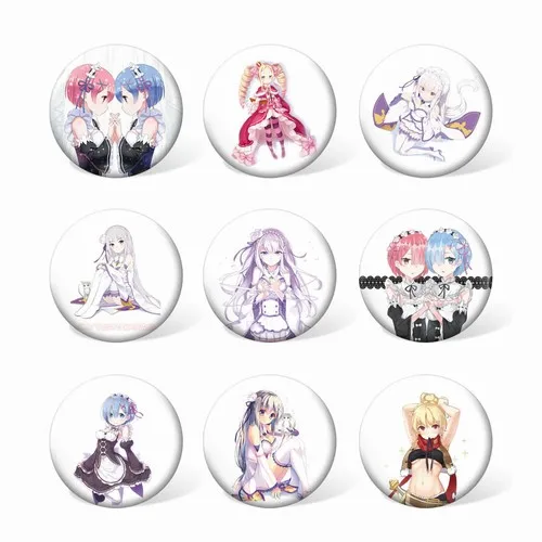 Брошь на булавке 9 шт./лот Re:zero Kara Hajimeru Isekai Seikatsu брошь Re Life In a другой мир от zero Ram Rem