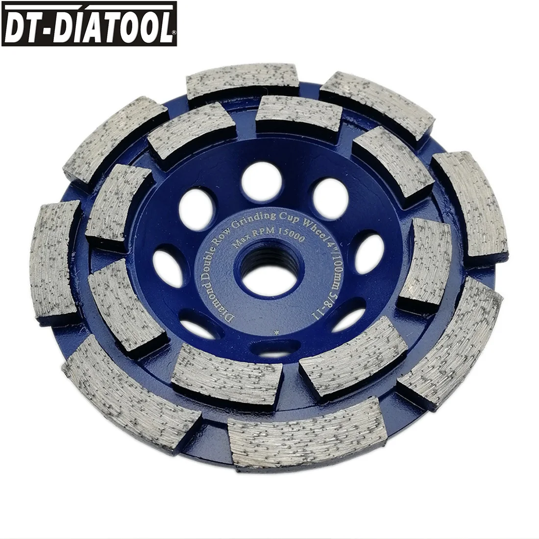 

DT-DIATOOL 1unit 4inch/100mm Diamond Double Row Cup Grinding Wheel for Concrete Brick Hard Stone Granite Marble 5/8-11 thread