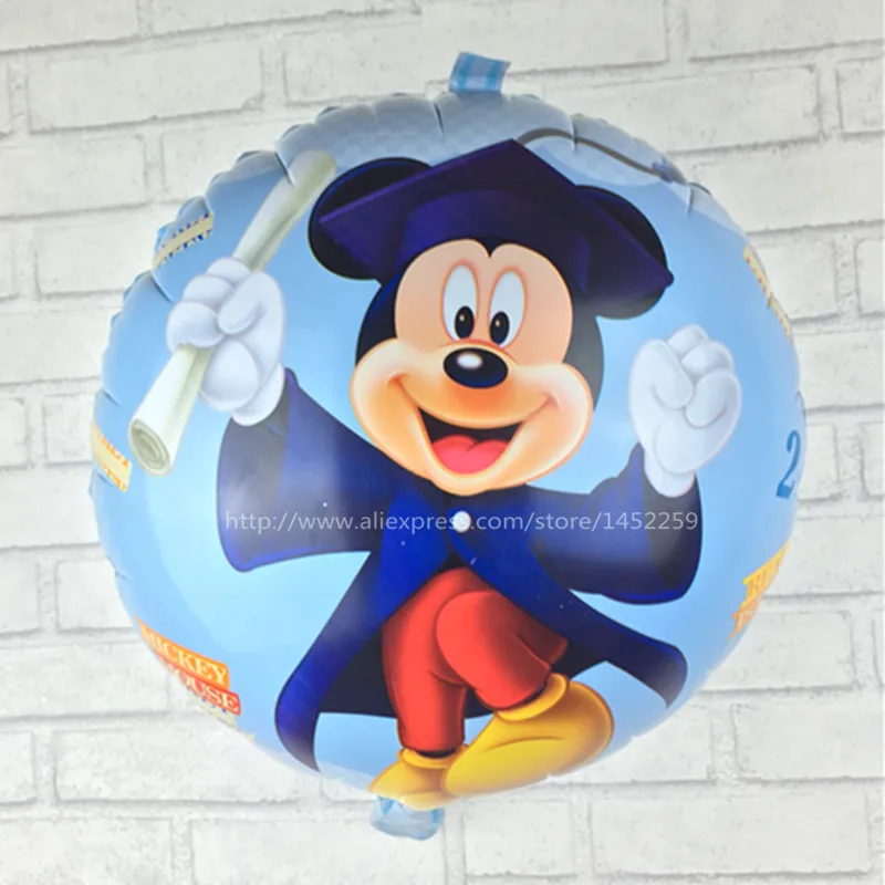 

XXPWJ Free shipping Mickey graduation aluminum balloons birthday party decoration balloon children's toys wholesale K-011