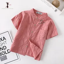 Kung Fu Ant 2019 New Summer Short Sleeve O-Neck Solid Color White Cotton Baby Shirts Khaki Red 24M-6T Fashion Kids Top 3574