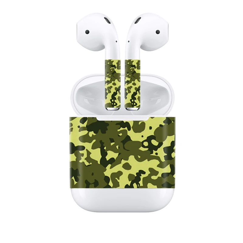 Прямая камуфляжная печать полная кожа Наклейка для Apple Airpods