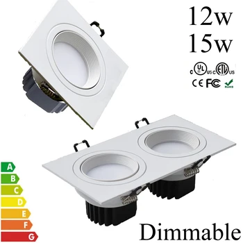 

White Shell Led Ceiling Downlight Dimmable 12w 15w Led Fixture Spot Light Lamps Square Led Spotlight AC85-265V With Led Driver