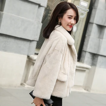 

2019 mink coat ladies short jacket winter warm jacket fur coat luxury mink fur women's clothing