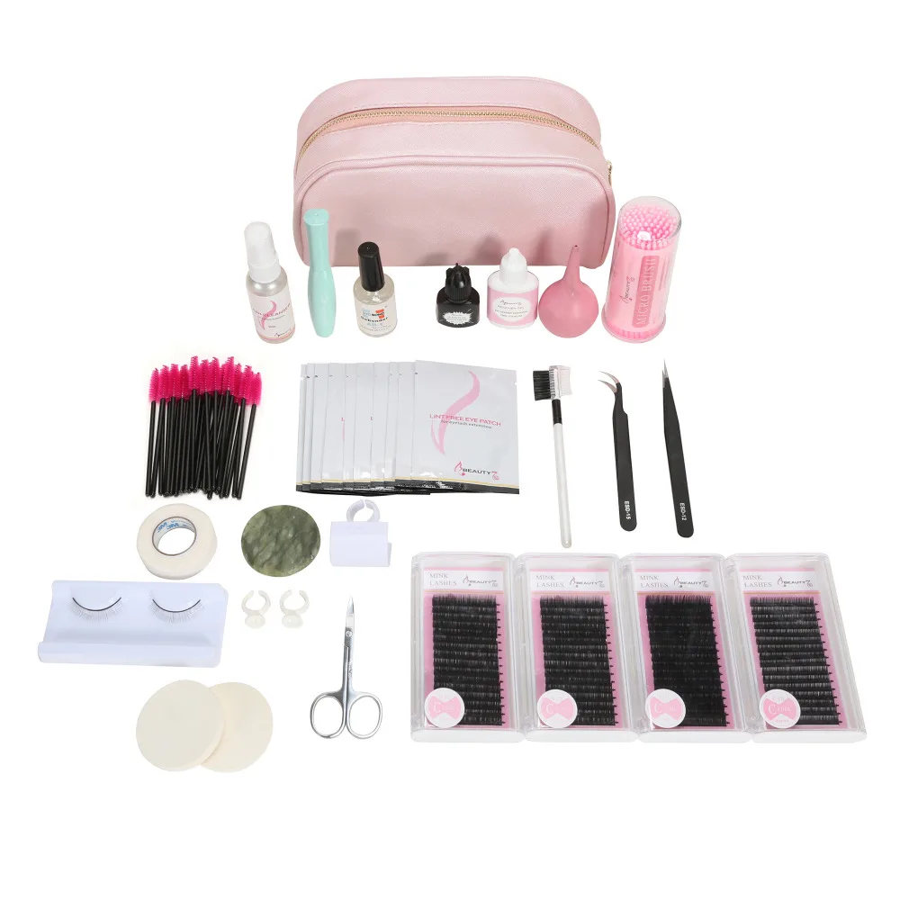 

BEAUTY7 Eyelash Extensions Kit Eyelashes Practice Graft Individual False Eyelash Glue Tweezer Curl Glue Eyelashes Tweezer Tools
