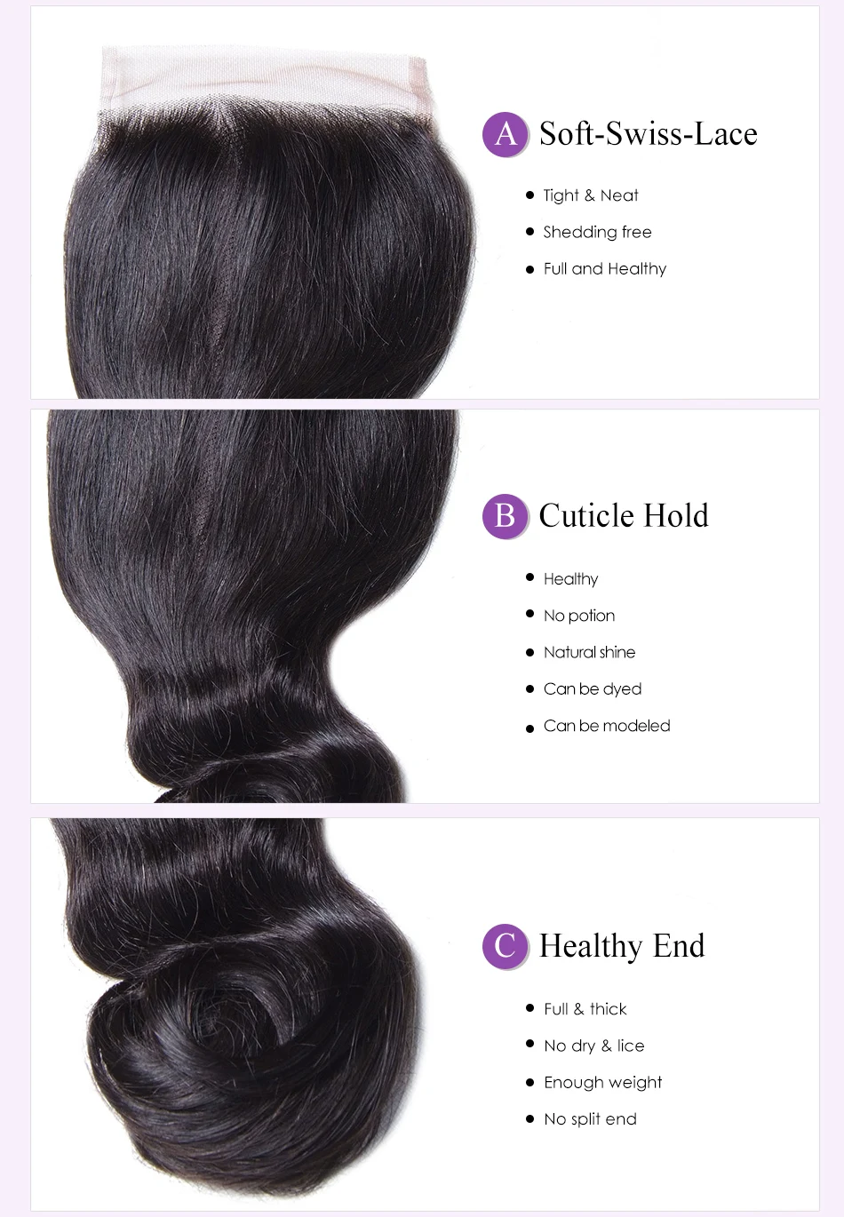 Волосы UNICE Kysiss Virgin серии свободная часть малайзийские свободные синтетические волосы волнистые " x 4" человеческие волосы Кружева Закрытие 120% плотность швейцарское кружево