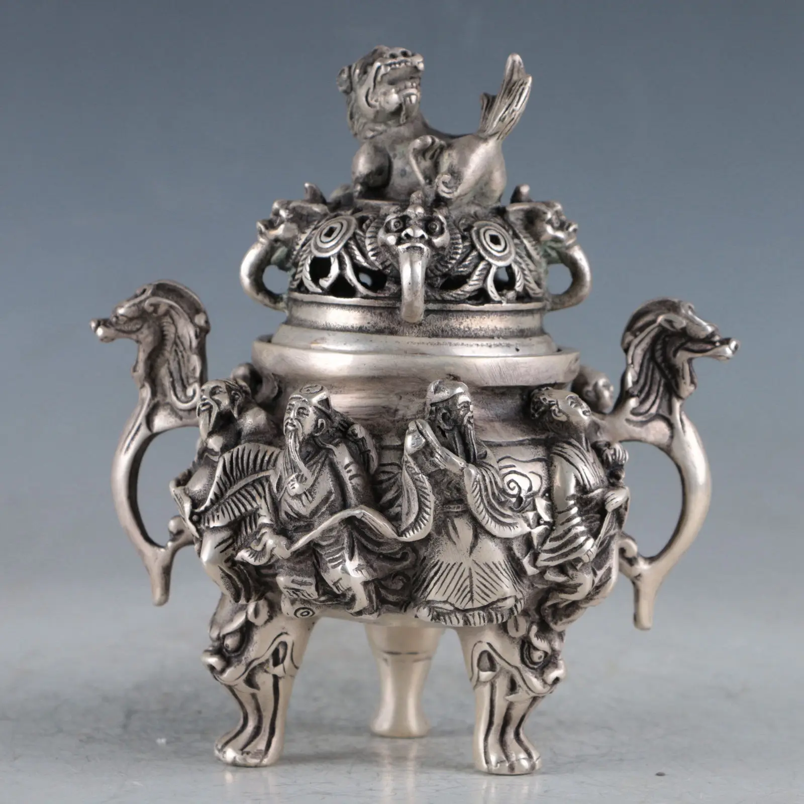 

Chinese Silvering Copper Unicorn Incense Burner Made During The Qianlong Period