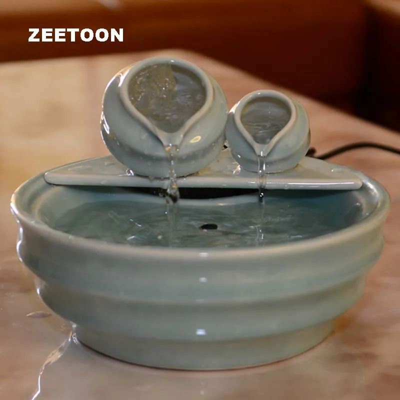 Goede Mini Fontein Water Functies Aquarium Bloempot Feng Shui Desktop Ornament Creatieve Keramiek Home Decor Geluk Relatiegeschenk