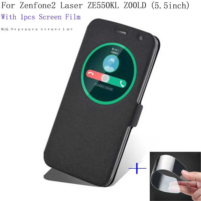

Smart View Window 5.5" case For ASUS Zenfone2 Laser ZE550KL Z00LD Case Cover flip Leather Shell ZE550KL phone cases back cover