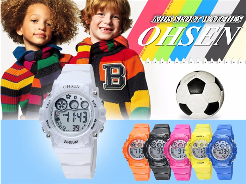 Подруги детей часы для мальчиков и девочек светодиодный цифровой спортивные часы Пластик дети сигнализации Дата Повседневное часы