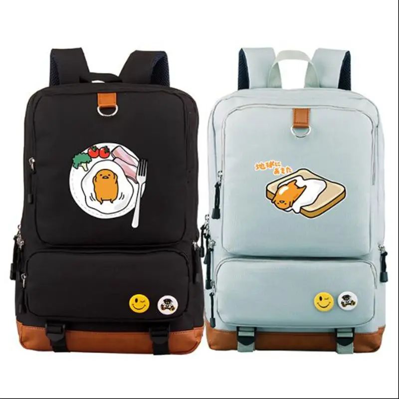 Alta calidad 2018 nuevo divertido Gudetama impresión Mochila escolar Kawaii Mochila de lona femenina Mochila de viaje Alta calidad 2018 nuevo divertido Gudetama impresión Mochila escolar Kawaii Mochila de lona femenina Mochila de viaje