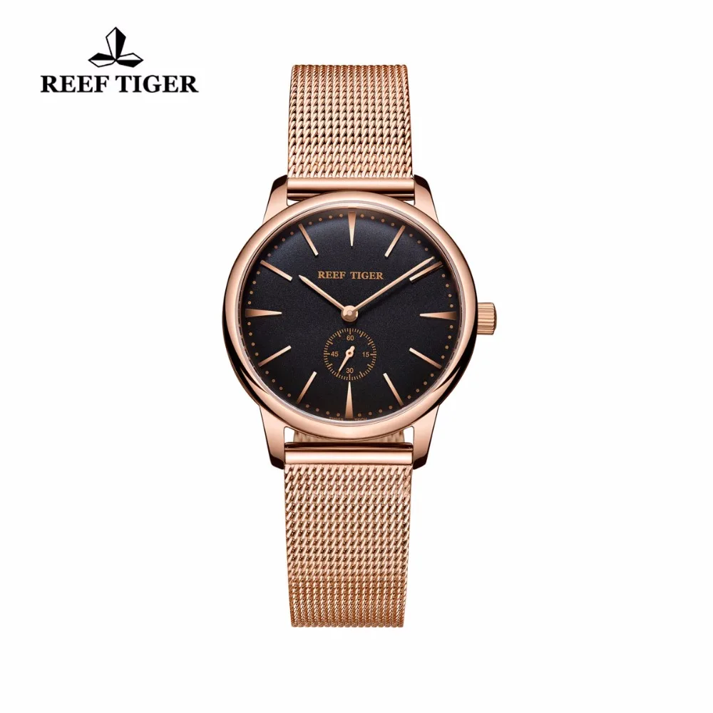 Reef Tiger/RT Luxury Vintage Watch Ultra Thin Quartz Couple Watches for Women Rose Gold Tone Analog Wrist Watches RGA820 Reef Tiger/RT Luxury Vintage Watch Ultra Thin Quartz Couple Watches for Women Rose Gold Tone Analog Wrist Watches RGA820