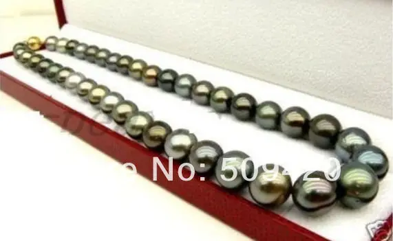 

Free Shipping >>18"10-12MM NATURAL TAHITIAN MULTIC BLACK PEARL NECKLACE