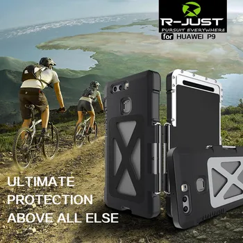 

R-JUST Stainless Steel Heavy Duty Clamshell Flip Cases for Huawei P9 Matel Case Outdoor Dropproof Shockproof Cover
