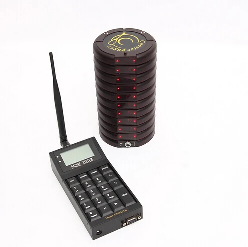

Coaster Paging System Queue System Restaurant Equipment,1pc Transmitter+10pcs Coaster Pager+1pc Charger