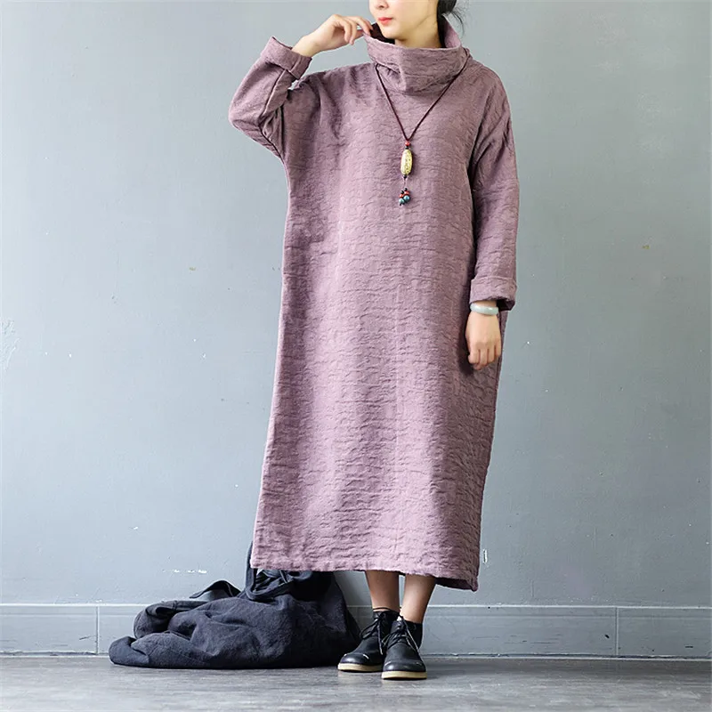 SCUWLINEN 2019 женское осеннее зимнее платье винтажное плотный Высокий воротник