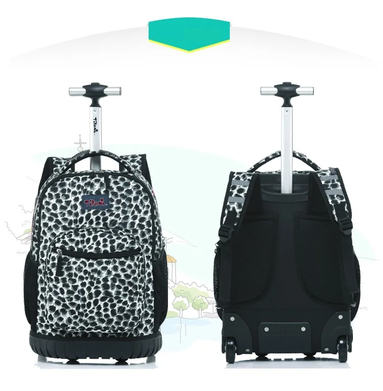 Новая тенденция леопардовые женские багаж сумку чемодан с колесами вещевой мешок тележка рюкзак