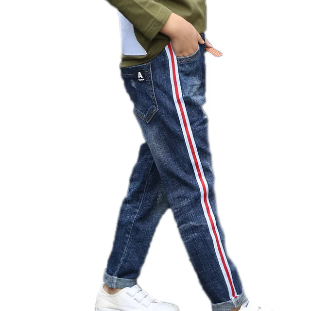 Striped Boys Jeans For Kids Pants Causal Elastic Waist Children Denim Trousers Boy Clothing