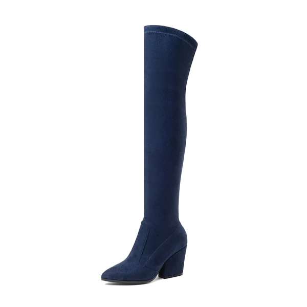 CDPUNDARI/ботфорты из эластичной ткани; женские облегающие высокие сапоги; зимние сапоги; женская обувь; botas mujer bottine femme - Цвет: Синий