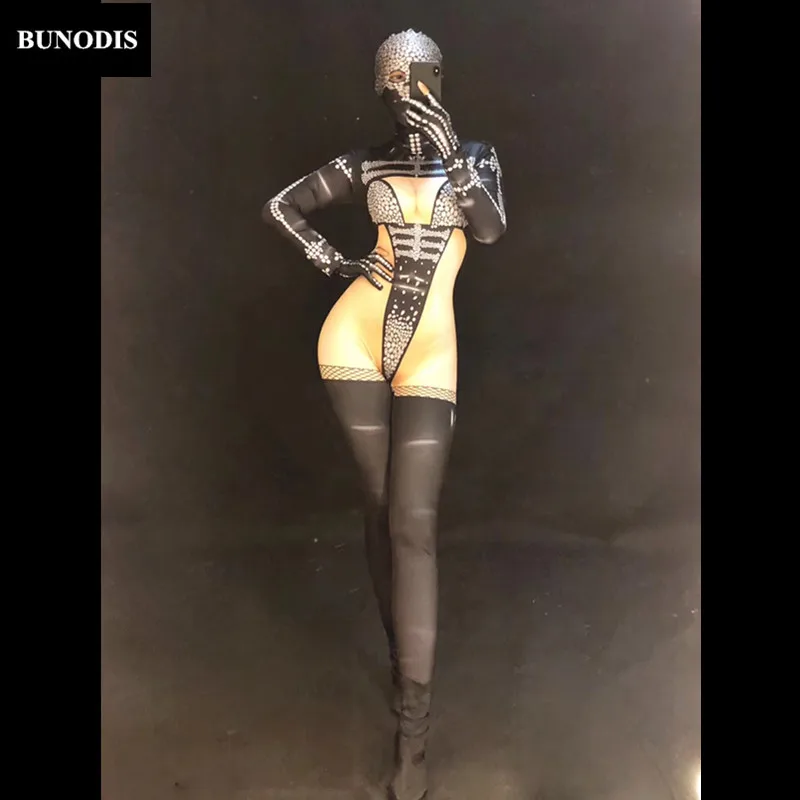 

ZD369 Hallowmas Clothed Women Gangster Sexy Jumpsuit 3D Printed Personality Bodysuit Nightclub Party Stage Wear Dancer