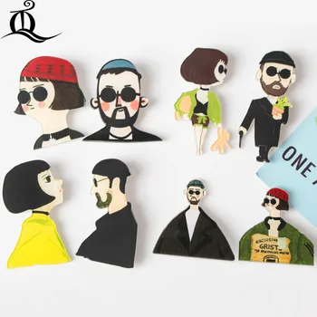 

HOT Leon 1PC Shirt Cute Cartoon brooch Acrylic Badge Pins Bag Pack bag Decoration Fruit Animal dog Vampire lol Brooch badge,Z58
