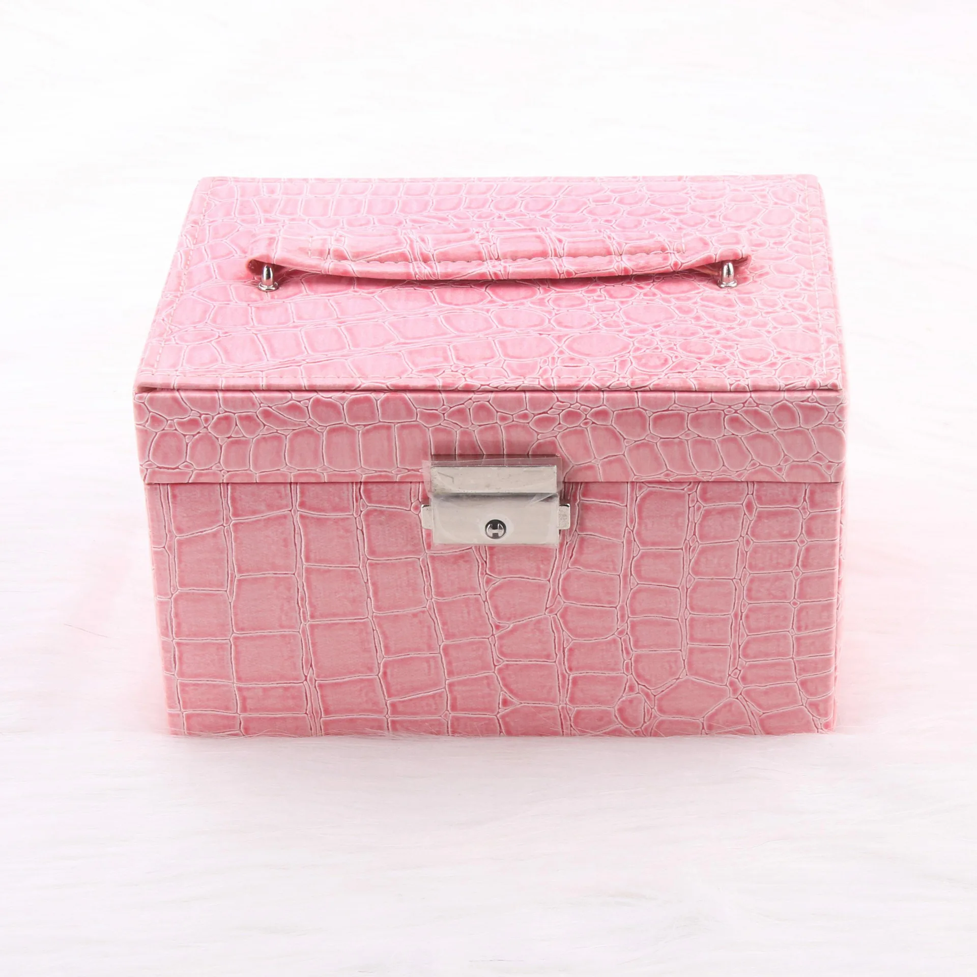 Роскошный органайзер для хранения бижутерии новые модные кожаные украшения Подарочная коробка стенд для ювелирных украшений Большой изысканный чехол для макияжа - Цвет: pink