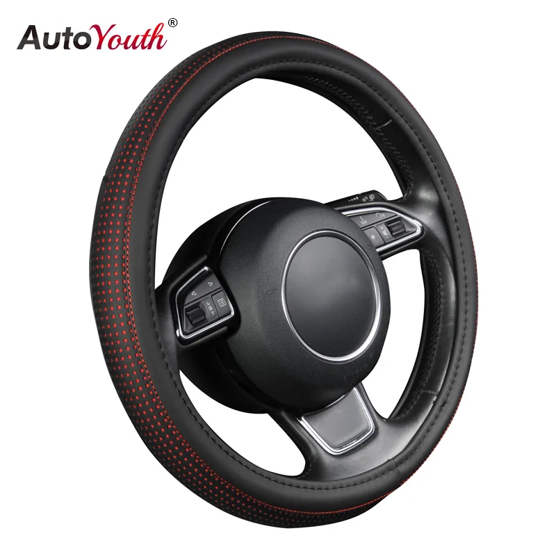 

AUTOYOUTH Car Steering Wheel Cover Small Red Spot With Black Diameter 38cm Automotive Interior Accessories For Toyota Lada VW