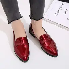 Классическая женская модная повседневная кожаная обувь; женские лоферы на плоской подошве с острым носком; обувь без шнуровки; zapatos mujer
