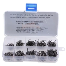 10 размеров Ассорти заточенный для рыбалки рыболовные Крючки приманки с коробка для рыболовной снасти 500 шт./компл. M06