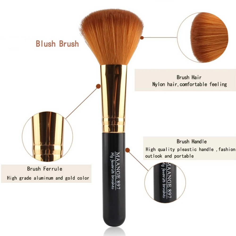 MAANGE 6 в 1 Профессиональные кисти для макияжа Set для губ, тени для век Foundation Brush инструменты Мощность Губка Puff сделать до кисти инструменты