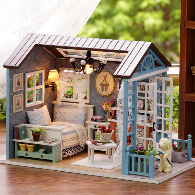 Кукольный дом DIY Миниатюрный домик Модель номер в поле мебели Casa De куклы Boneca