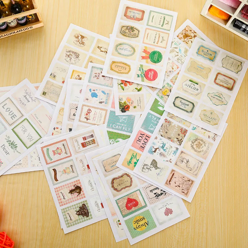 4 листа/лот креативные бумажные наклейки в виде марок пакет DIY декоративная наклейка-стикер для дневника альбом Скрапбукинг
