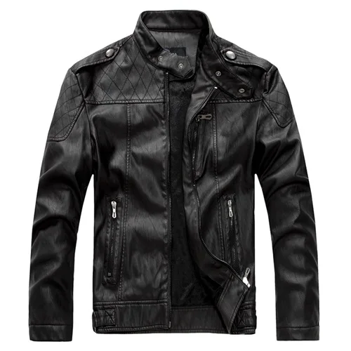 Новое поступление Высококачественная куртка из искусственной овчины мужская куртка с замком для мотоциклов Jaqueta Couro осенне-зимнее платье для мужчин - Цвет: 8899 black