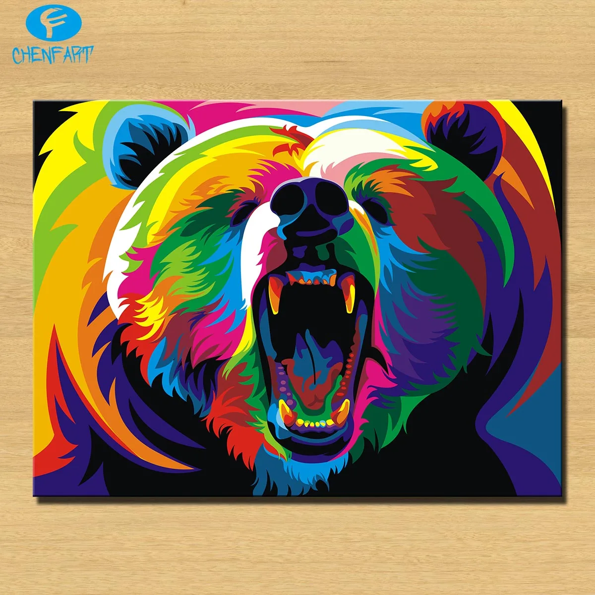 Free shipping colorful bear pop art Wall painting print on canvas for