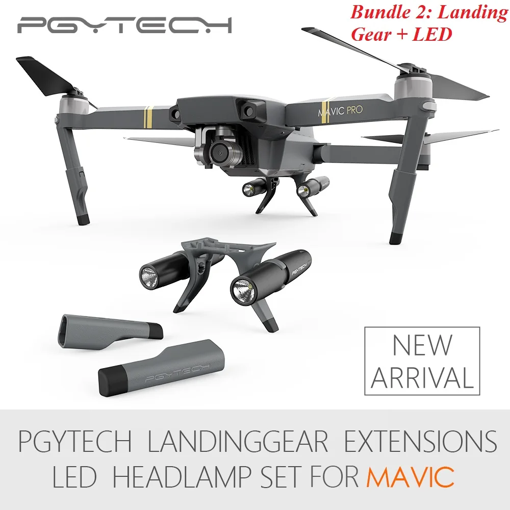 

PGY NEW Extended Landing Gear Leg Support Protector Extension LED Headlamp set Replacement Fit For DJI Mavic Pro